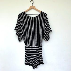 Luli Fama Striped Beach Romper S